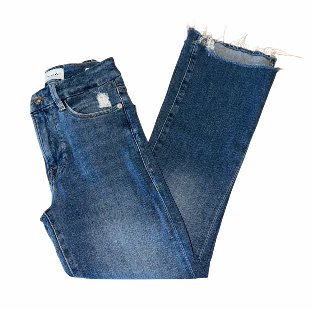 Frame Denim Le Crop Mini Boot Jeans Drizzle Rips Chew Blue Size 24